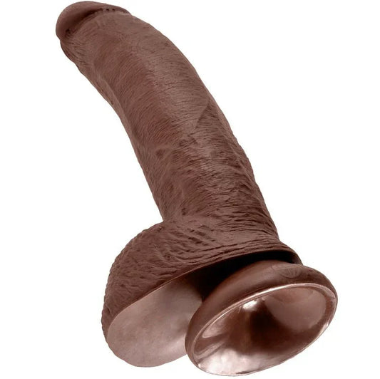 KING COCK - 9 PENE REALÍSTICO MARRÓN 22.9 CM - Nuvica