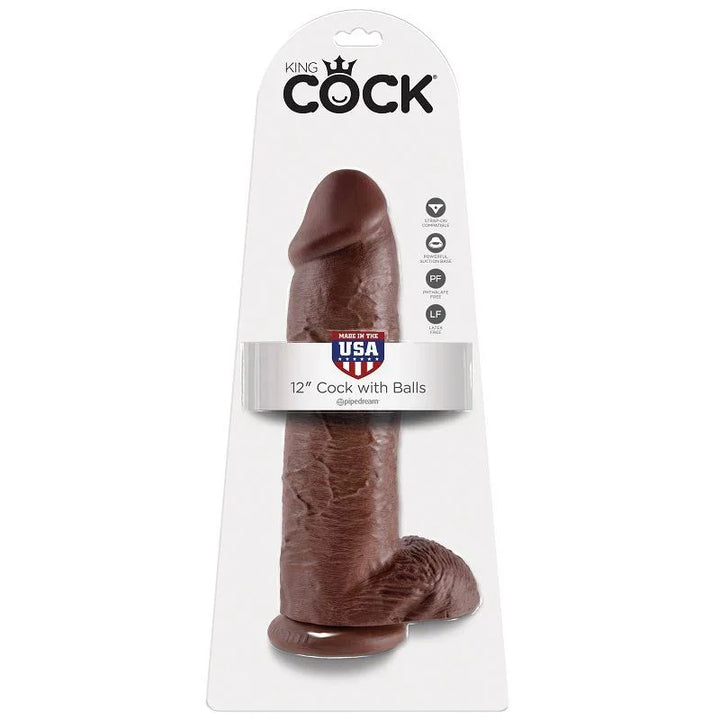 KING COCK - 12 PENE REALÍSTICO MARRÓN 30.48 CM - Nuvica