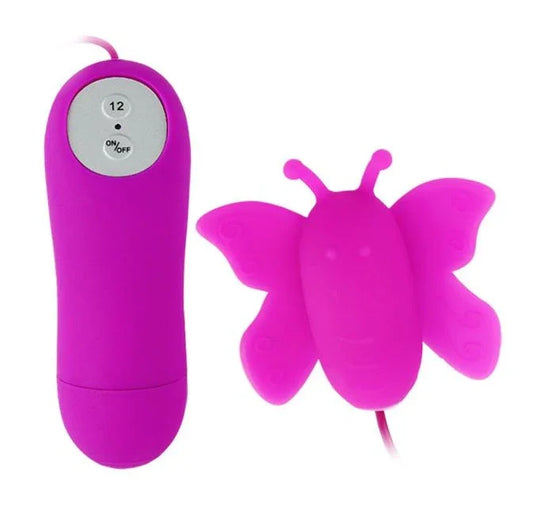 BAILE - ESTIMULADOR DE CLÍTORIS MARIPOSA LOVE EGGS 12 VELOCIDADES LILA CONTROL REMOTO - Nuvica