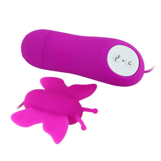 BAILE - ESTIMULADOR DE CLÍTORIS MARIPOSA LOVE EGGS 12 VELOCIDADES LILA CONTROL REMOTO - Nuvica