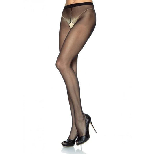 LEG AVENUE - PANTIES DE NYLON CON ABERTURA EN LA ENTREPIERNA NEGRO - Nuvica