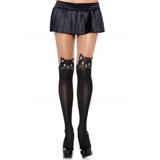 LEG AVENUE - PANTYS OPACOS CON DIBUJO DE GATO - Nuvica