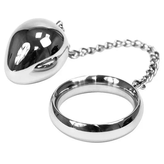 METAL HARD - COCK RING 45MM + CADENA CON BOLA METAL - Nuvica
