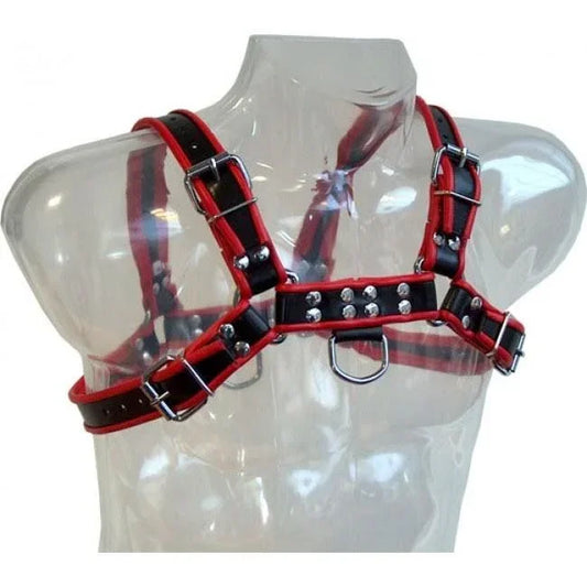LEATHER BODY - CHAIN HARNESS III BLACK / RED - Nuvica