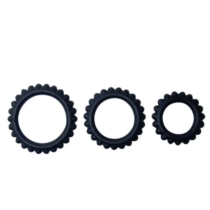 BAILE - TITAN SET 3 PCS COCK RING BLACK 2.8 + 2.4 + 1.9 CM - Nuvica