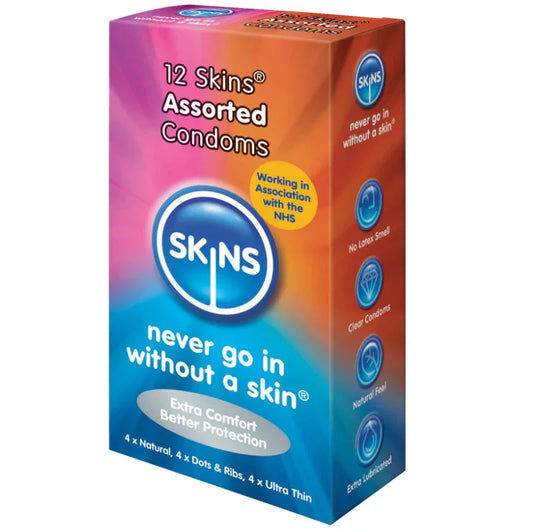 SKINS - PRESERVATIVOS NATURAL + FINO + PUNTOS & ESTRIAS 12 UDS - Nuvica