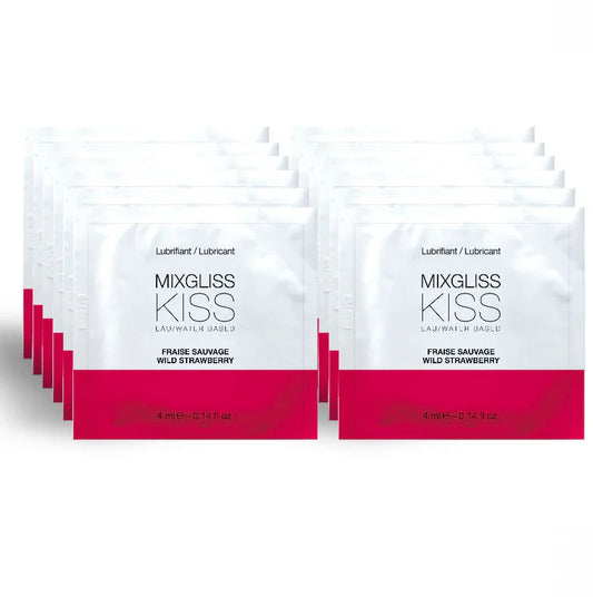 MIXGLISS - LUBRICANTE BASE AGUA SABOR A FRESA 12 MONODOSIS 4 ML - Nuvica