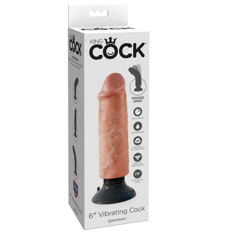 KING COCK - DILDO VIBRADOR 15.24 CM NATURAL - Nuvica