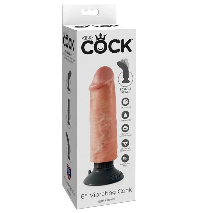 KING COCK - DILDO VIBRADOR 15.24 CM NATURAL - Nuvica