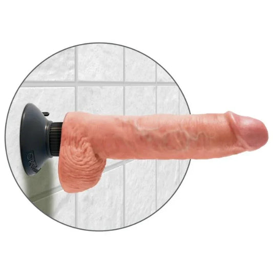KING COCK - DILDO VIBRADOR CON TESTÍCULOS 25.5 CM COLOR NATURAL - Nuvica