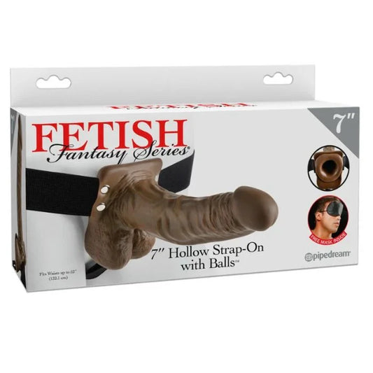 FETISH FANTASY SERIES - STRAP-ON HUECO CON TESTÍCULOS 17.8 CM - Nuvica