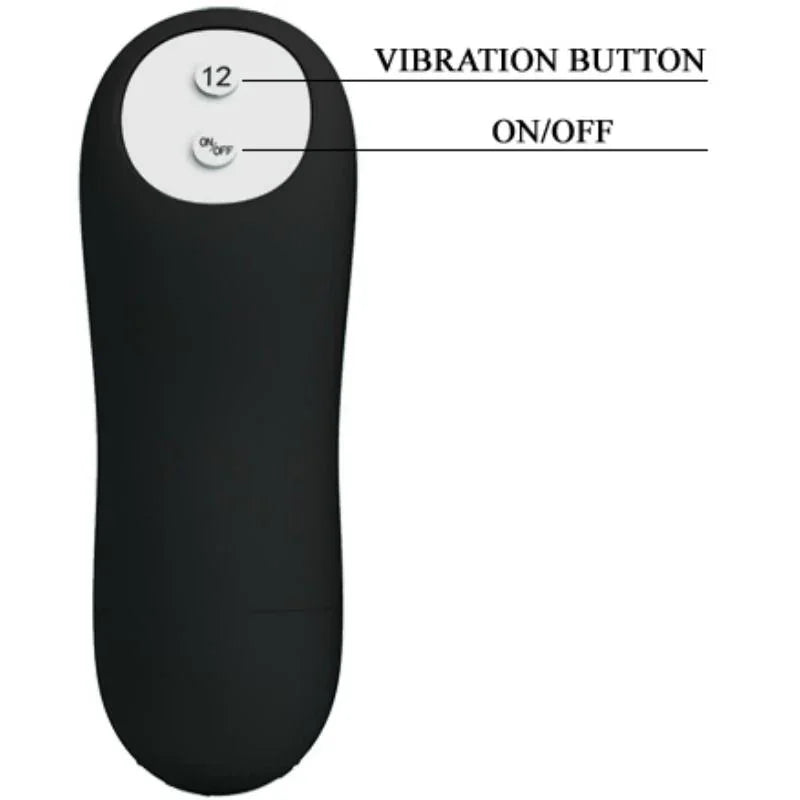 PRETTY LOVE - PLUG ANAL SILICONA FORMA PENE Y 12 MODOS VIBRACIÓN NEGRO - Nuvica
