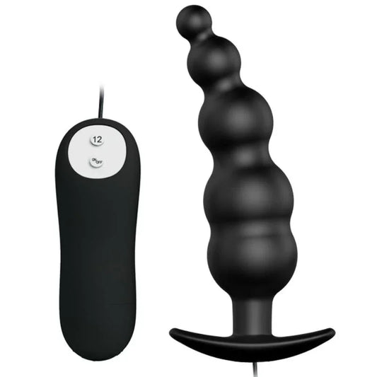 PRETTY LOVE - PLUG ANAL SILICONA ESTIMULACIÓN EXTRA Y 12 MODOS VIBRACIÓN NEGRO CONTROL REMOTO - Nuvica