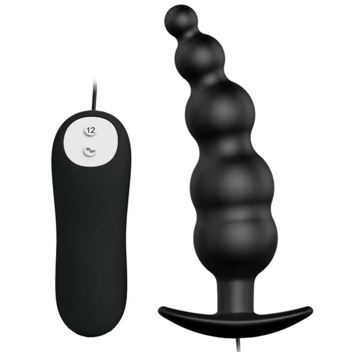 PRETTY LOVE - PLUG ANAL SILICONA ESTIMULACIÓN EXTRA Y 12 MODOS VIBRACIÓN NEGRO CONTROL REMOTO - Nuvica