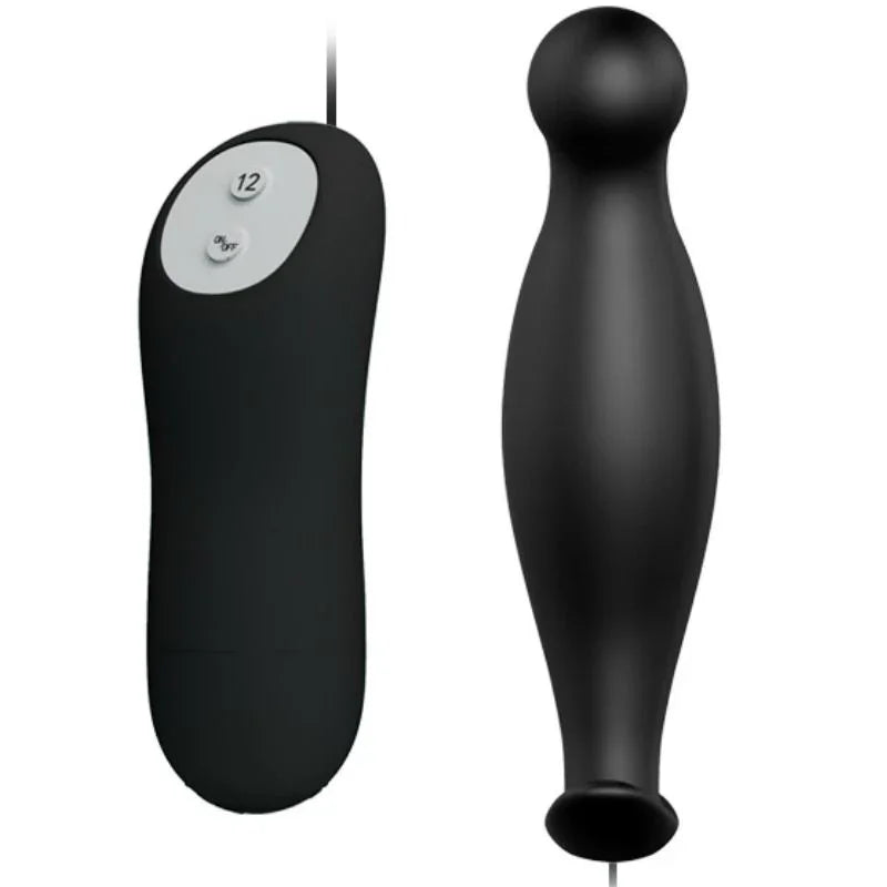 PRETTY LOVE - PLUG ANAL SILICONA 12 MODOS VIBRACIÓN NEGRO - Nuvica