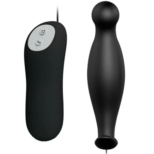 PRETTY LOVE - PLUG ANAL SILICONA 12 MODOS VIBRACIÓN NEGRO - Nuvica