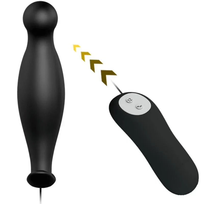 PRETTY LOVE - PLUG ANAL SILICONA 12 MODOS VIBRACIÓN NEGRO - Nuvica