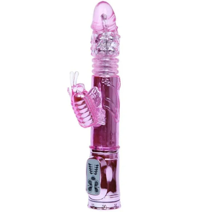 BAILE - VIBRADOR RECARGABLE CON ROTACION Y ESTIMULADOR THROBBING BUTTERF - Nuvica