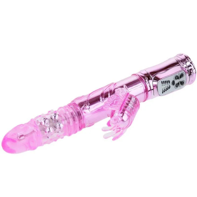 BAILE - VIBRADOR RECARGABLE CON ROTACION Y ESTIMULADOR THROBBING BUTTERF - Nuvica