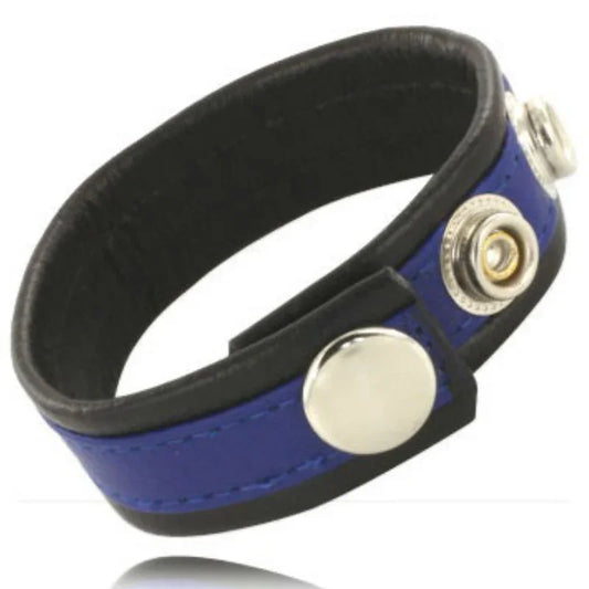 LEATHER BODY - CORREA DE CUERO AJUSTABLE PARA PENE AZUL-NEGRA - Nuvica