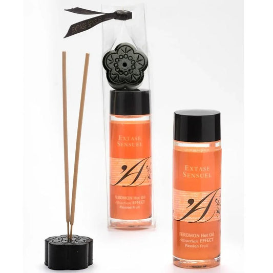 EXTASE SENSUAL - ACEITE MASAJE EFECTO CALOR CON FEROMONAS FRUTA DE LA PASION 100 ML - Nuvica