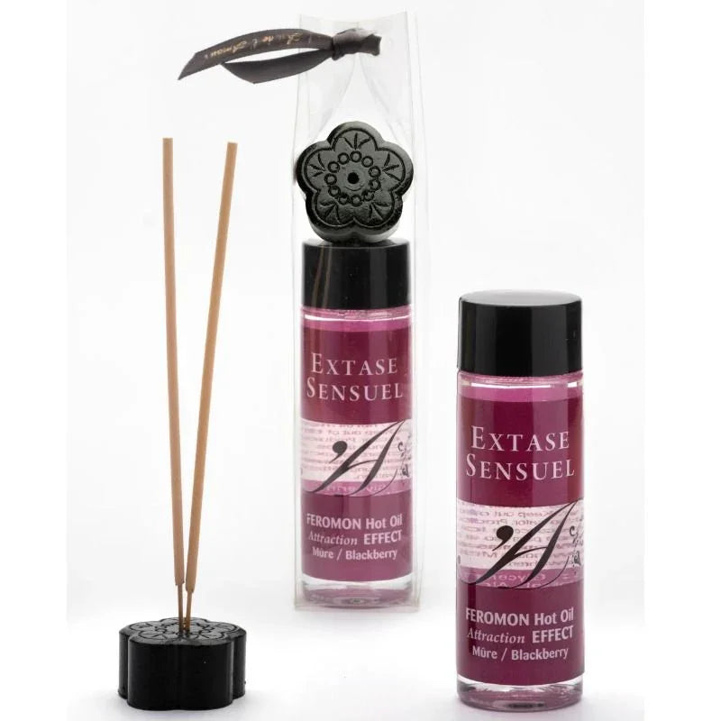 EXTASE SENSUAL - ACEITE MASAJE EFECTO CALOR CON FEROMONAS MORA 100 ML - Nuvica