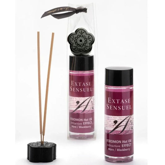 EXTASE SENSUAL - ACEITE MASAJE EFECTO CALOR CON FEROMONAS MORA 100 ML - Nuvica