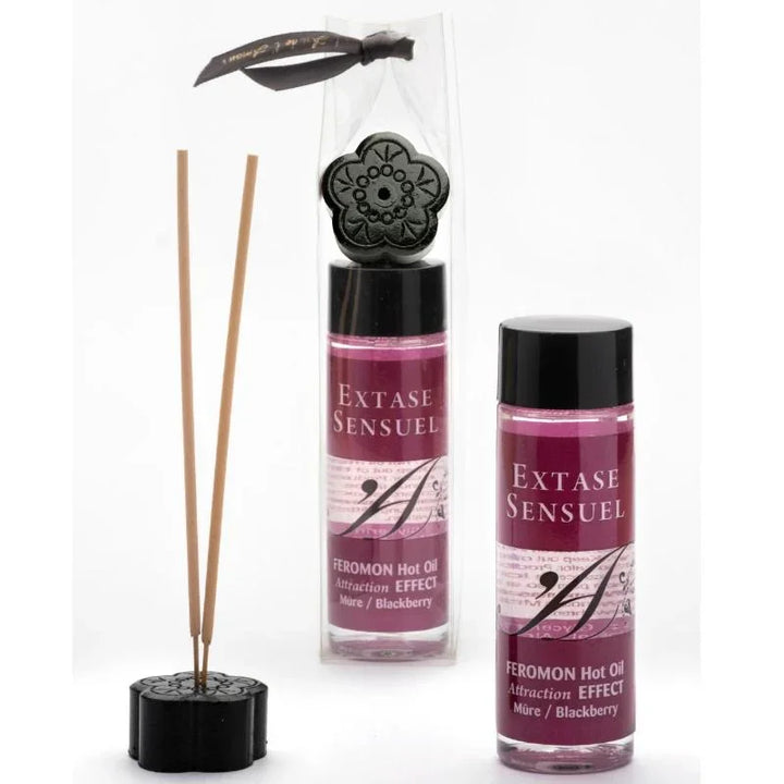 EXTASE SENSUAL - ACEITE MASAJE EFECTO CALOR CON FEROMONAS MORA 100 ML - Nuvica