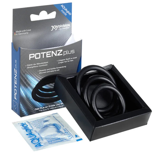 JOYDIVISION POTENZDUO - PLUS PACK 3 ANILLOS PARA PENE NEGRO - S, M, L - Nuvica