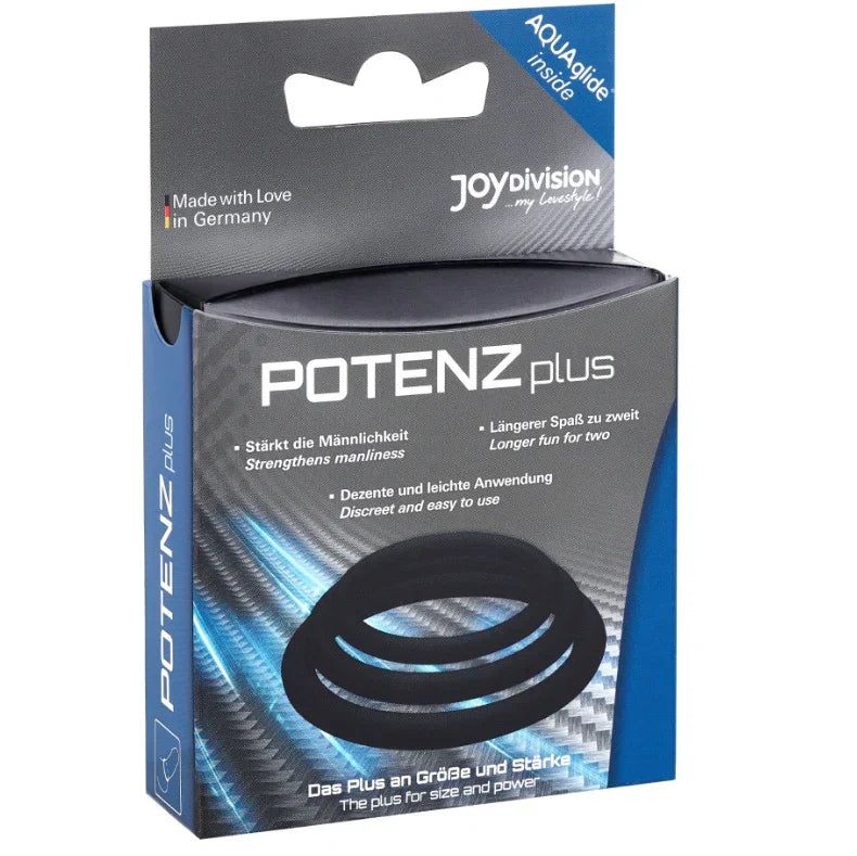 JOYDIVISION POTENZDUO - PLUS PACK 3 ANILLOS PARA PENE NEGRO - S, M, L - Nuvica