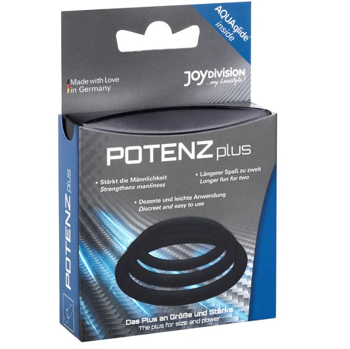 JOYDIVISION POTENZDUO - PLUS PACK 3 ANILLOS PARA PENE NEGRO - S, M, L - Nuvica