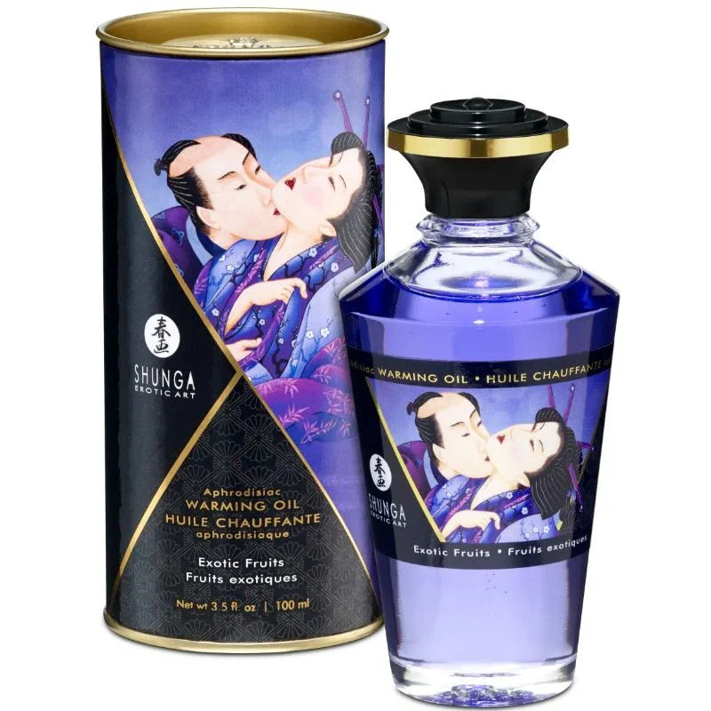 SHUNGA - ACEITE MASAJE EFECTO CALOR SABOR FRUTAS EXÓTICAS 100 ML - Nuvica