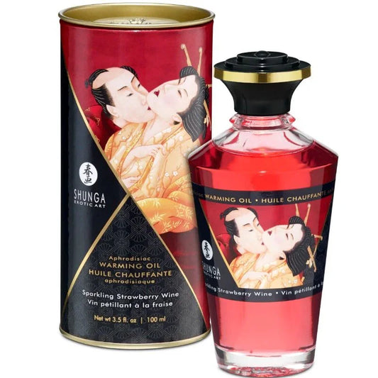 SHUNGA - ACEITE MASAJE EFECTO CALOR FRESAS Y CAVA 100 ML - Nuvica