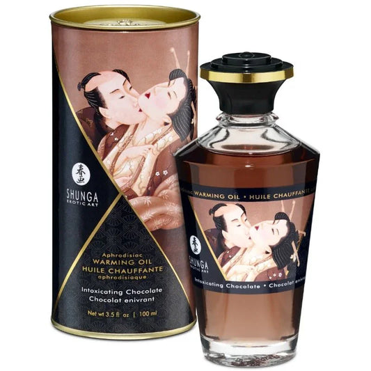 SHUNGA - ACEITE MASAJE EFECTO CALOR SABOR INTENSO CHOCOLATE 100 ML - Nuvica