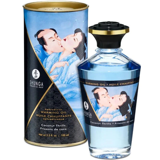 SHUNGA - ACEITE MASAJE EFECTO CALOR SABOR COCO 100 ML - Nuvica