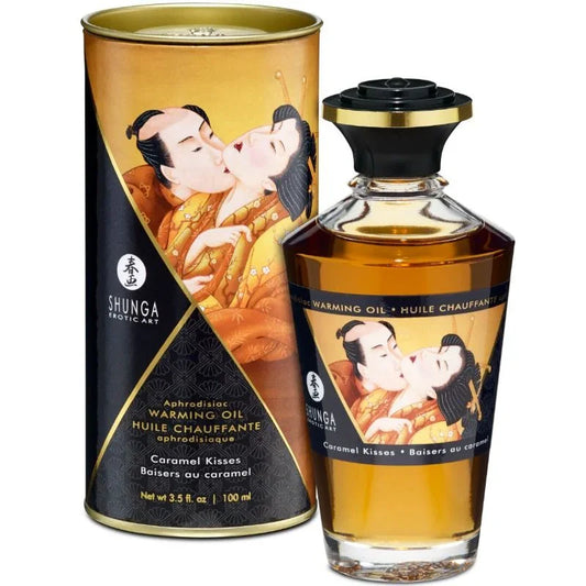 SHUNGA - ACEITE MASAJE EFECTO CALOR SABOR CARAMELO 100 ML - Nuvica