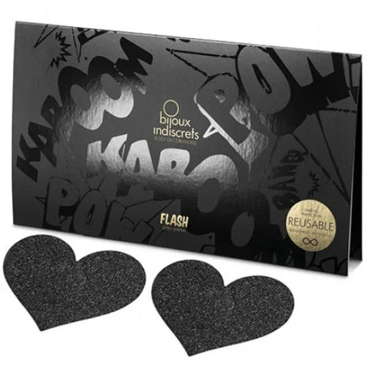 BIJOUX - INDISCRETS PEZONERAS FLASH CORAZÓN NEGRO - Nuvica
