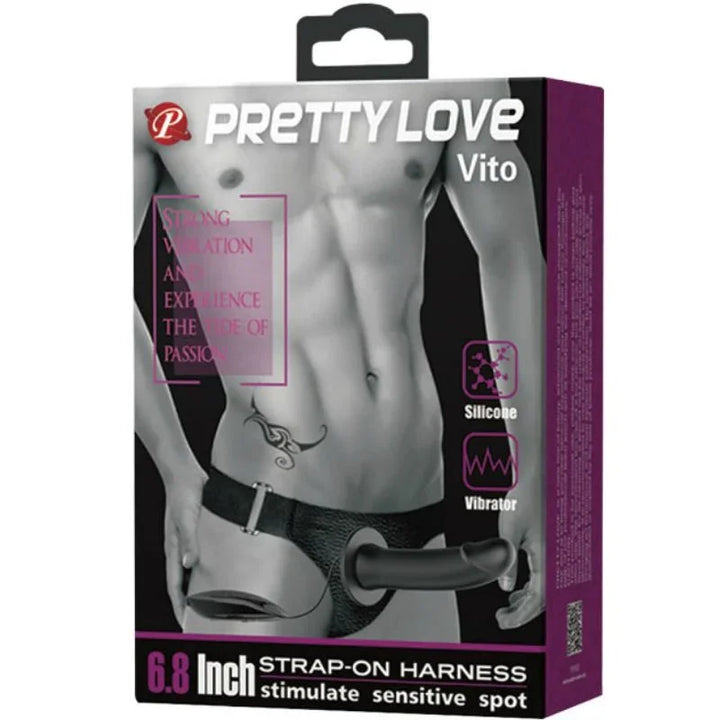PRETTY LOVE - VITO STRAP ON CON DILDO HUECO Y VIBRACIÓN 17.3 CM - Nuvica