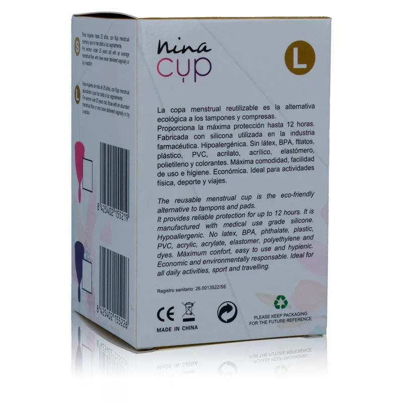 NINA KIKÍ - COPA MENSTRUAL ROSA - TALLA L - Nuvica
