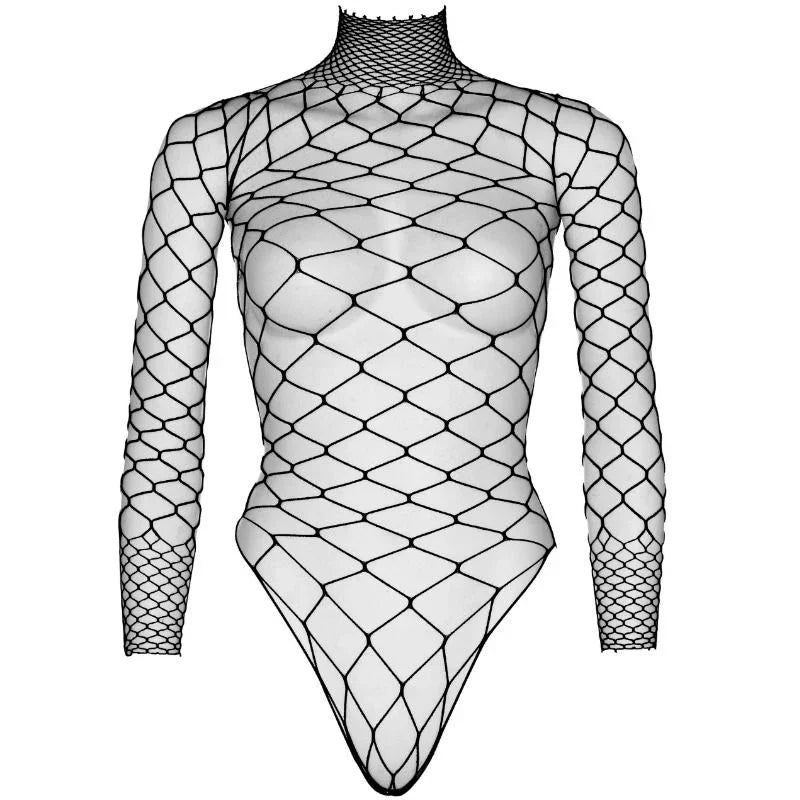 LEG AVENUE - TEDDY CUERPO DE RED MANGA LARGA NEGRO S/M - Nuvica