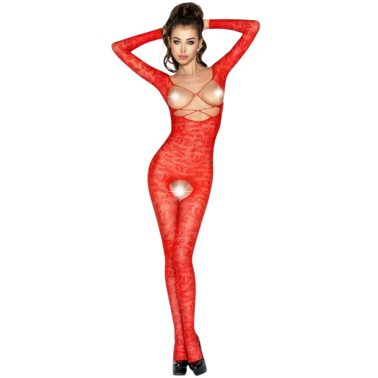 PASSION - WOMAN BS031 BODYSTOCKING ROJO TALLA ÚNICA - Nuvica