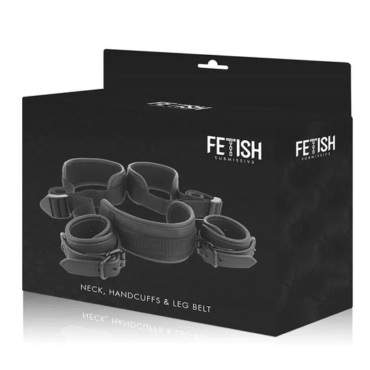 FETISH SUBMISSIVE - POSICIÓN PIERNAS ABIERTAS CON ESPOSAS CON FORRO DE NEOPRENO - Nuvica