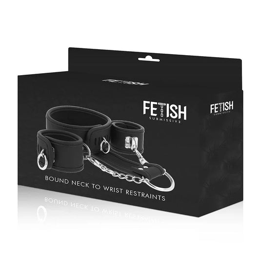 FETISH SUBMISSIVE - COLLAR Y ESPOSAS CUERO VEGANO CON FORRO DE NEOPRENO - Nuvica