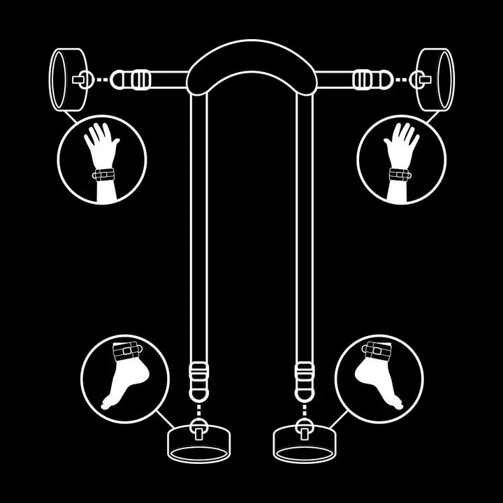 FETISH SUBMISSIVE - POSICIÓN MASTER CON 4 ESPOSAS CON FORRO DE NEOPRENO - Nuvica