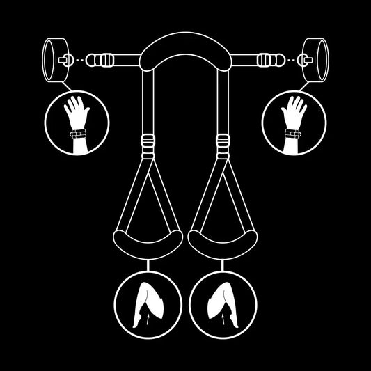 FETISH SUBMISSIVE - POSICIÓN PIERNAS ABIERTAS CON ESPOSAS CON FORRO DE NEOPRENO - Nuvica