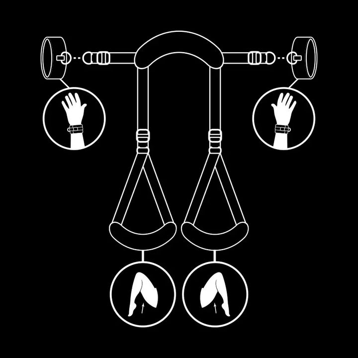 FETISH SUBMISSIVE - POSICIÓN PIERNAS ABIERTAS CON ESPOSAS CON FORRO DE NEOPRENO - Nuvica