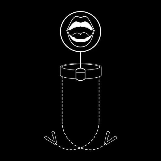 FETISH SUBMISSIVE - ANILLA MORDAZA CON PINZAS PARA PEZONES - Nuvica