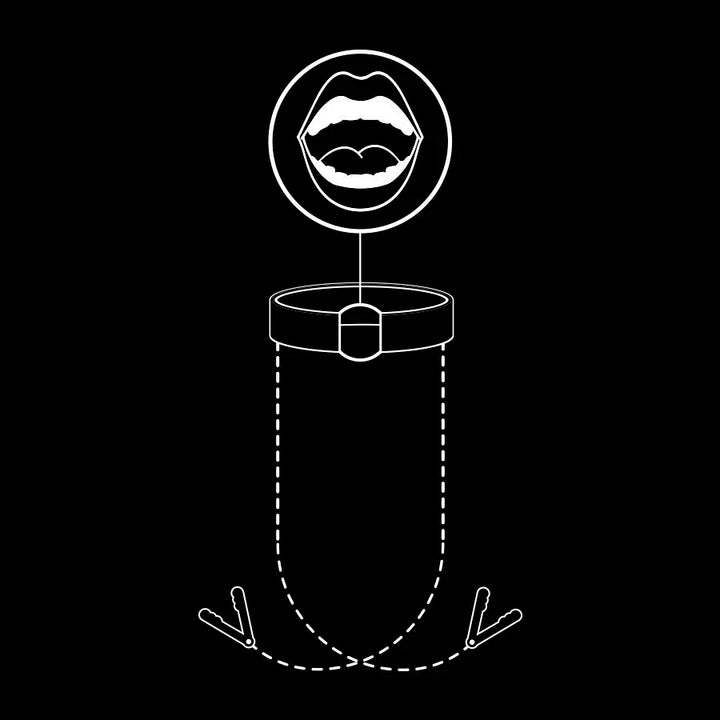 FETISH SUBMISSIVE - ANILLA MORDAZA CON PINZAS PARA PEZONES - Nuvica