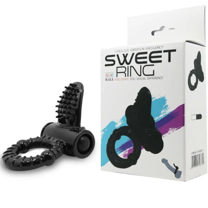 BAILE - SWEET RING ANILLO VIBRADOR CON RABBIT TEXTURADO - Nuvica