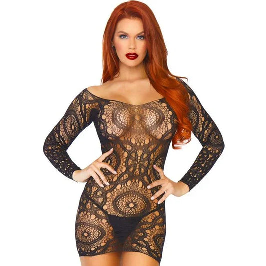 LEG AVENUE - MINI VESTIDO ENCAJE DE GANCHILLOS T.U. - Nuvica